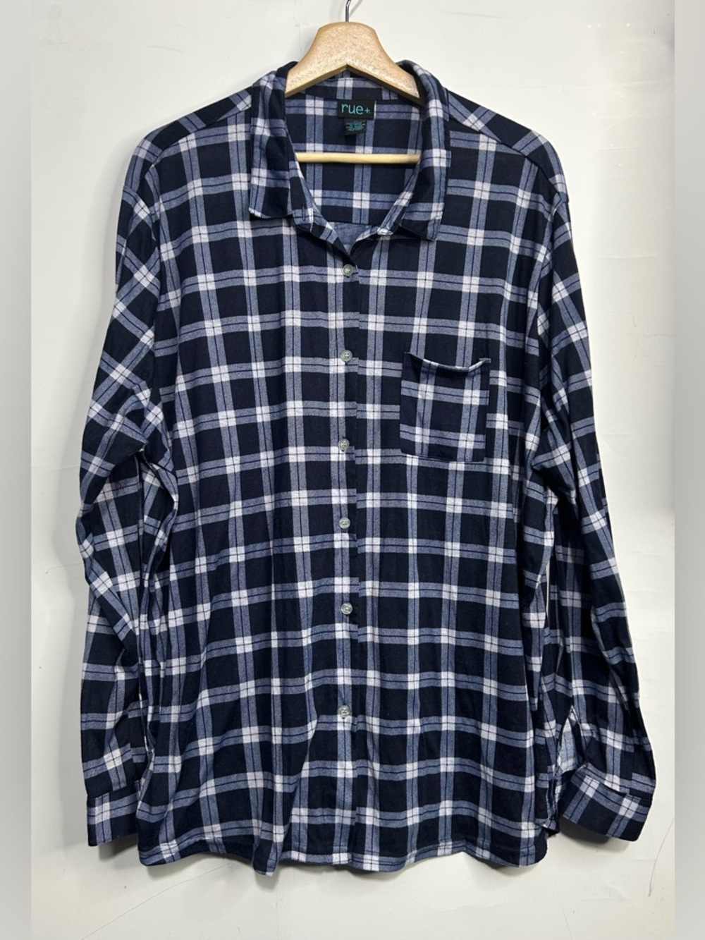 Rue+ Blue Plaid Long Sleeve Button Front Shirt 3X